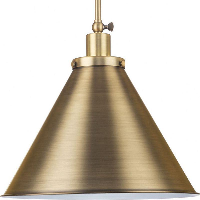 Progress Lighting Hinton 1-Light Pendant Vintage Brass Cone Shade Collection