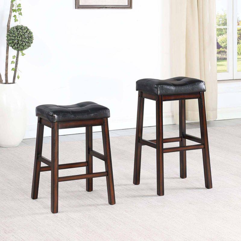 Coaster Set of 2 Donald Transitional Upholstered Counter Height Barstools Black/Cappuccino