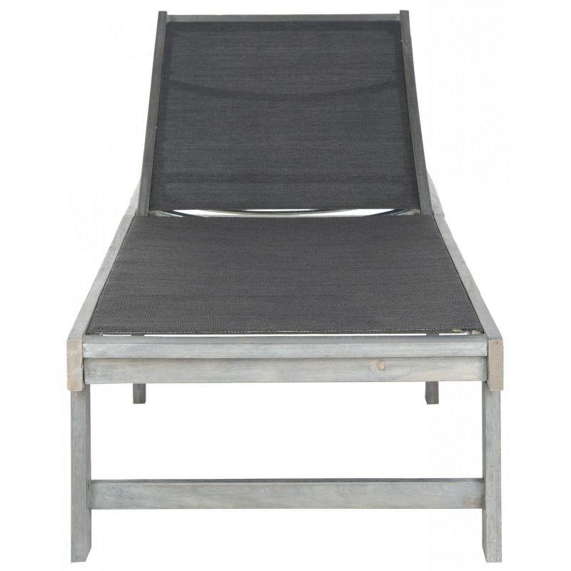 Contemporary Gray Acacia Wood Recliner Chaise Lounge