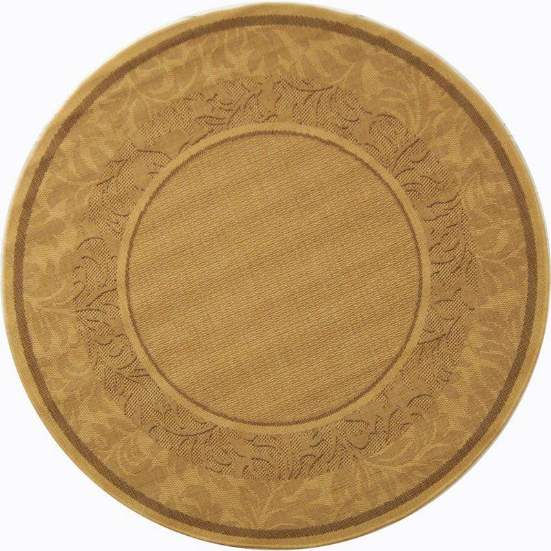 Courtyard CY1704 Power Loomed Indoor and Outdoor Area Rug - Natural/Brown - 5'3" Round - Safavieh
