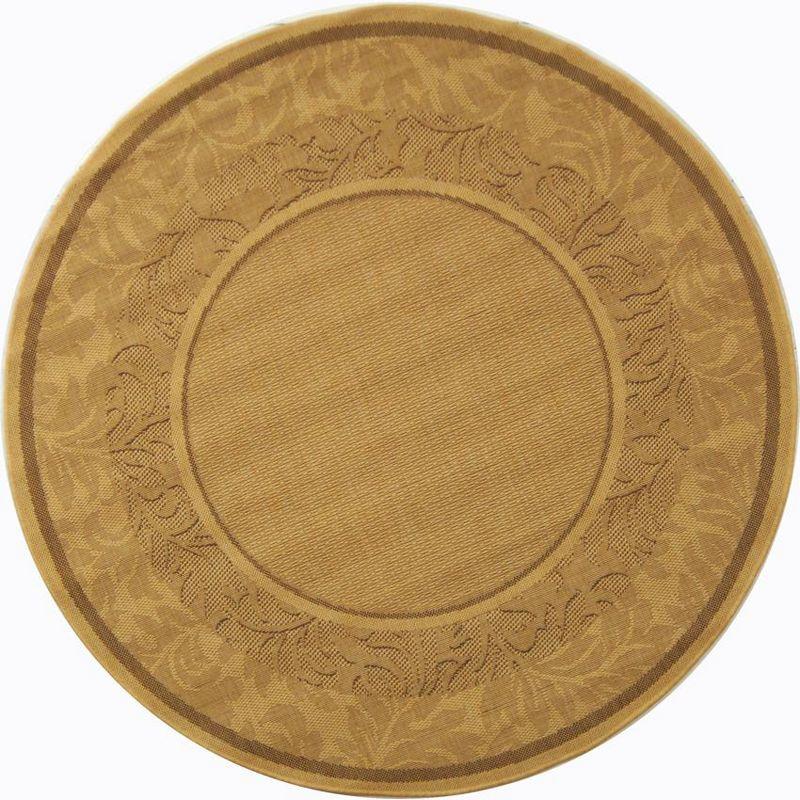 Beige Round Synthetic Indoor/Outdoor Area Rug