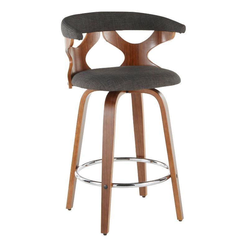 Set of 2 Dark Gray Wood and Metal Swivel Counter Stools