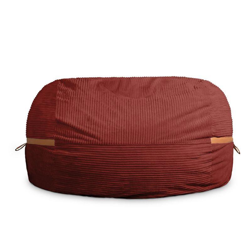 Big Joe Foam Filled Bean Bag Chair with Removable Cover, Corded Plush, Vegan Leather Accents, Medium to XXL Size