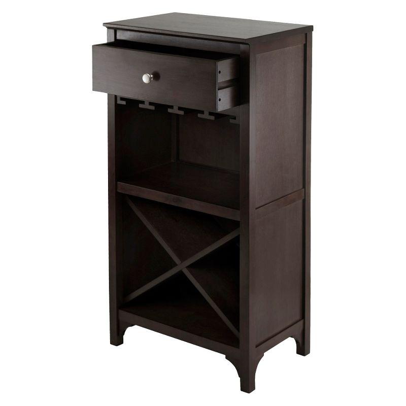 X-Shelf Drawer Wine Cabinet Wood/Coffee - Winsome