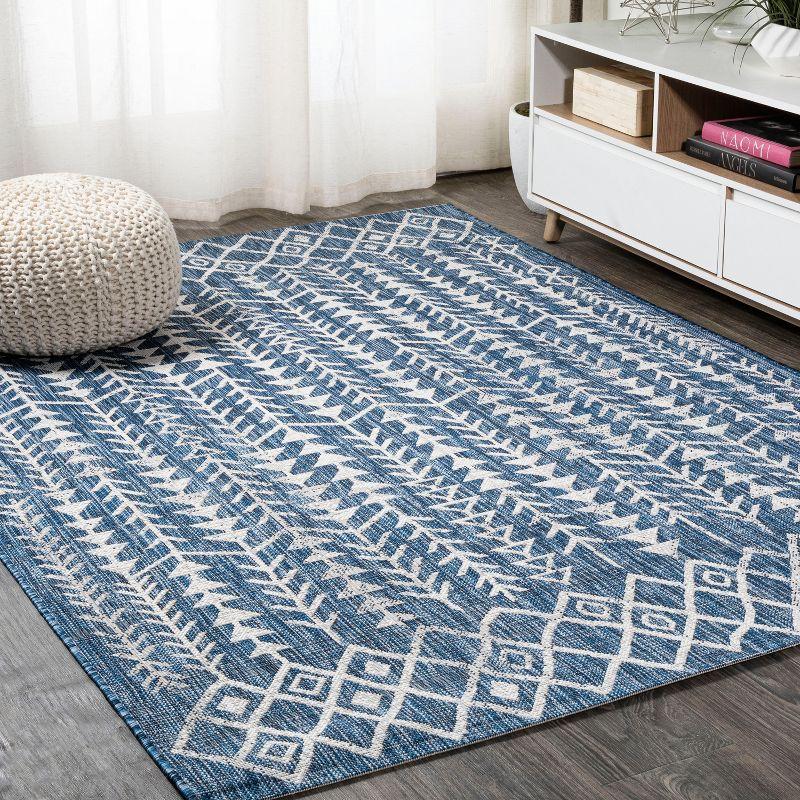 3'x5' Tokay Bohemian Geometric Indoor/Outdoor Area Rug, Blue/Ivory - JONATHAN Y