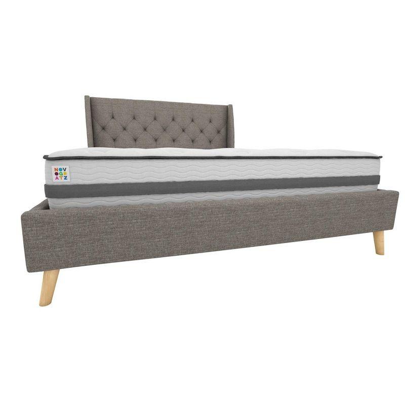 Gray Linen Tufted Upholstered Queen Bed with Wood Frame