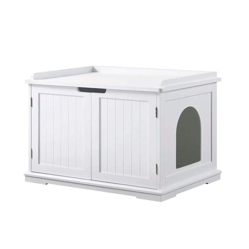 unipaws Designer Cat Litter Box Enclosure - White