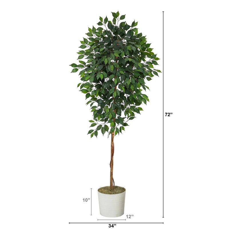 Artificial Fiddle Leaf Fig Tree 5FT, Faux Fiddle Leaf Fig Tree with Tall White Planter