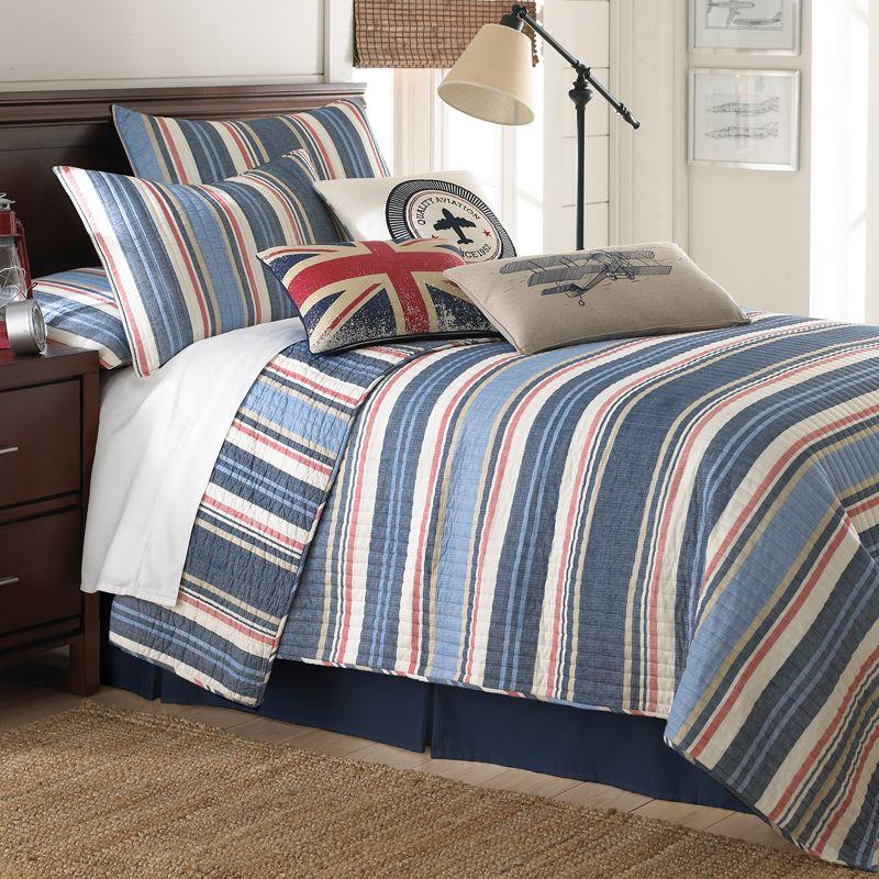 Oliver's Adventure Full Cotton Quilt Set in Blue and White for Boys