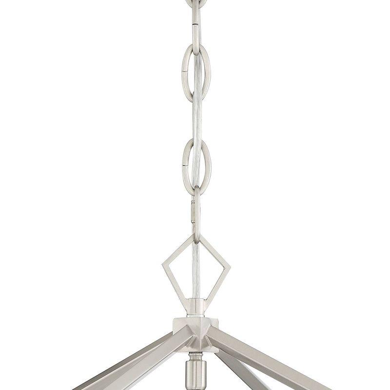 Franklin Iron Works Queluz Brushed Nickel Pendant Chandelier 13" Wide Modern Industrial Geometric Cage 4-Light Fixture for Dining Room Kitchen Island