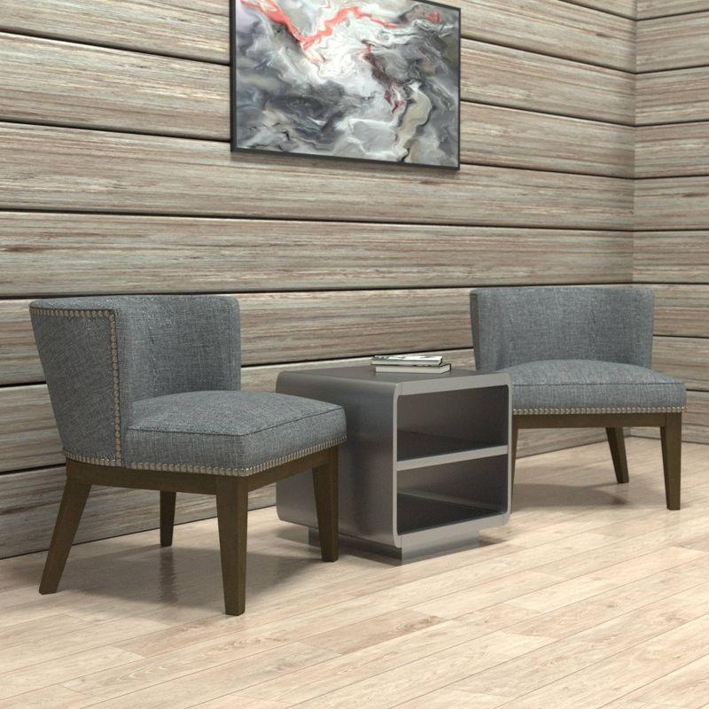 Ava Medium Grey Velvet Barrel Accent Chair with Wood Legs