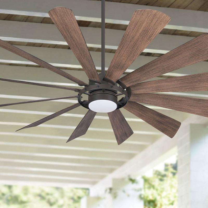 65" Minka Aire Farmhouse Indoor Ceiling Fan with Dimmable LED Light Oil Rubbed Bronze for Living Room Kitchen Bedroom Family House
