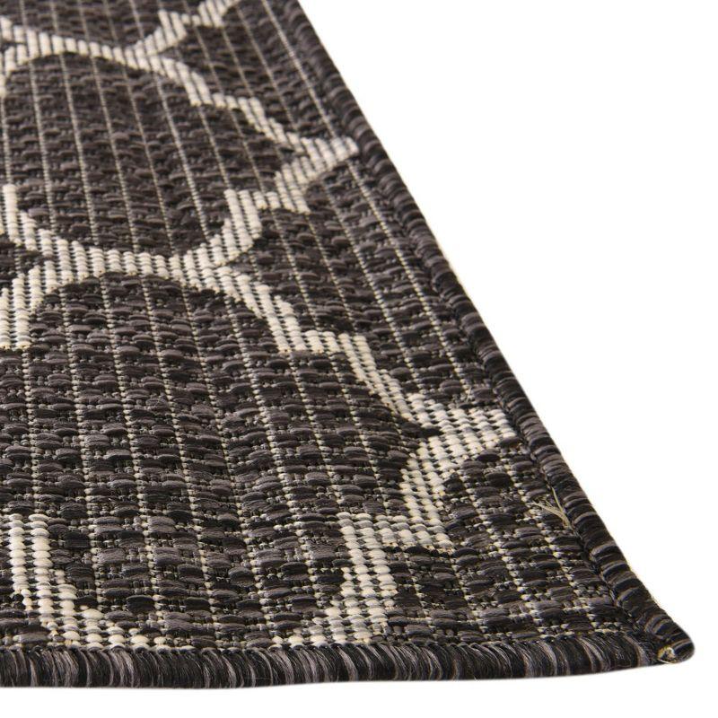 Trellis Charm Black Synthetic 9' x 12' Outdoor Area Rug