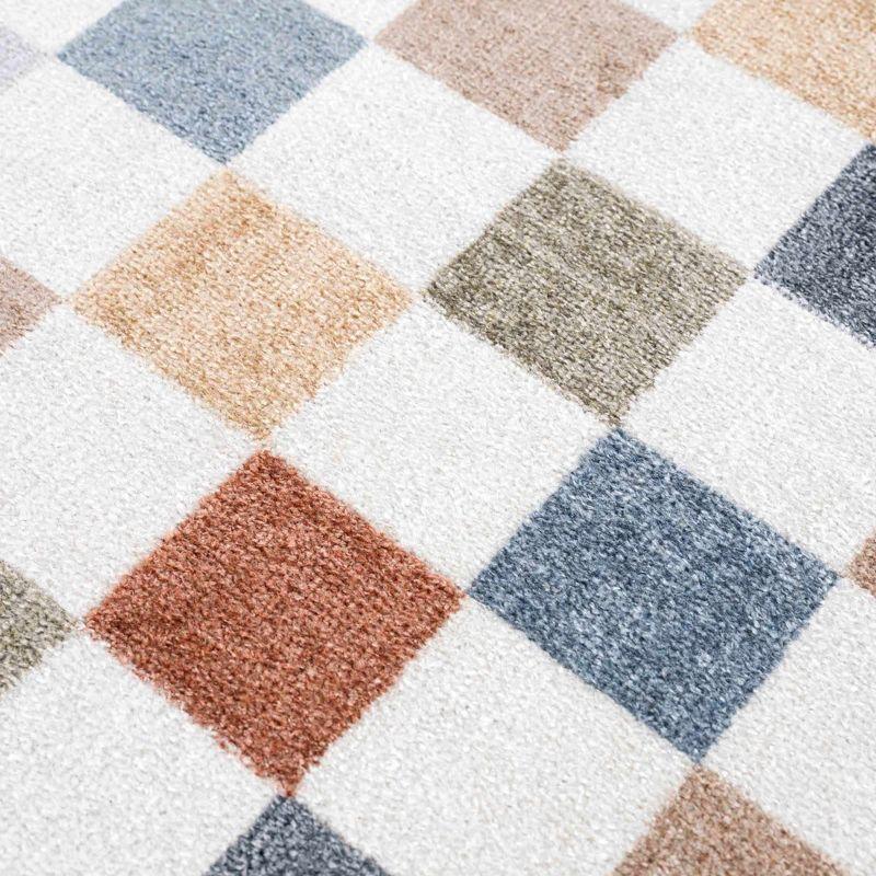 Hauteloom Alie Colorful Checkered Washable Rug