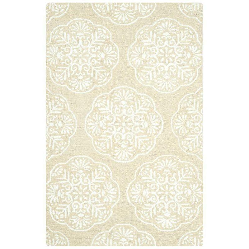 Bella Hand-Tufted Beige & White Wool 5' x 8' Area Rug