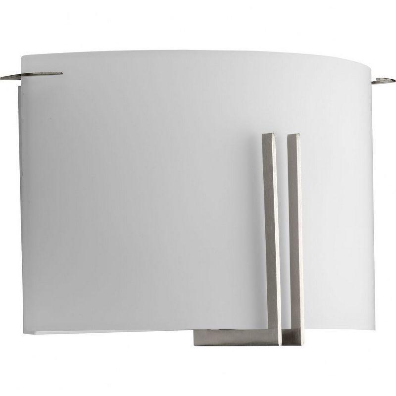 Progress Lighting, Modern Glass Collection, 2-Light Wall Sconce, Brushed Nickel, Etched Glass, Steel.