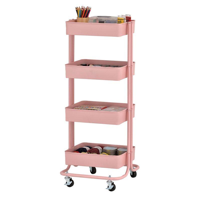 ECR4Kids 4-Tier Metal Rolling Utility Cart - Mobile Storage Organizer