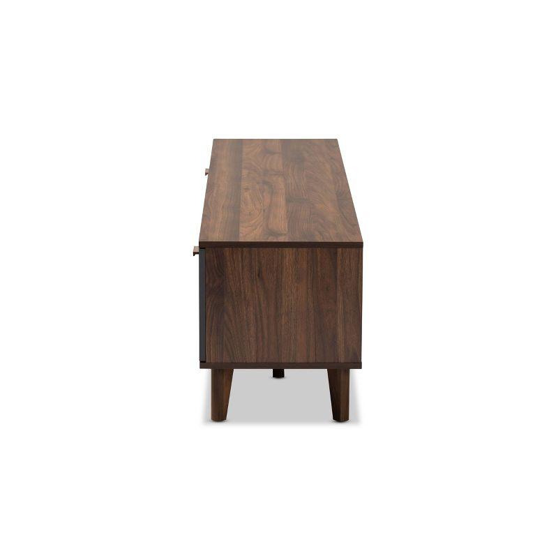 Moina Two-Tone Wood TV Stand for TVs up to 70" Walnut/Gray - Baxton Studio