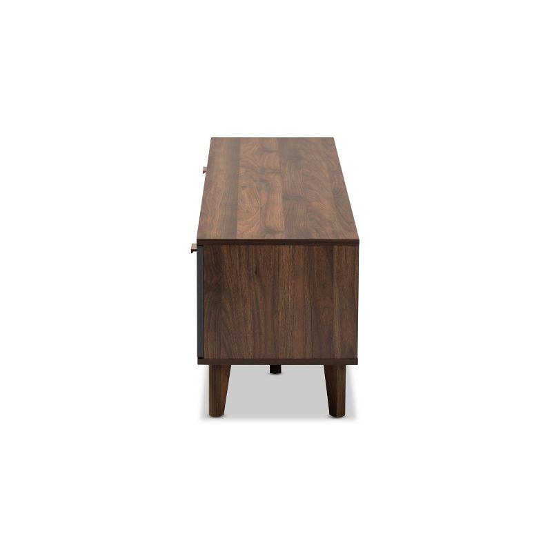 Moina Two-Tone Walnut and Gray TV Stand with Cabinets