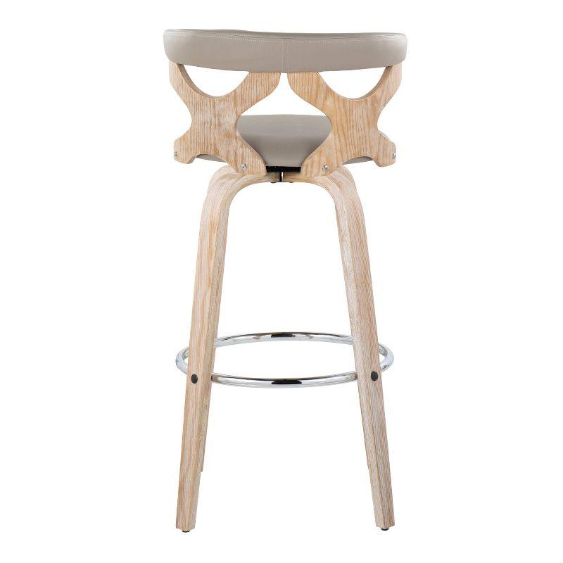 Set of 2 Gardenia Barstools White Wash/Light Gray PU: LumiSource, Fixed-Height, Swivel, Contemporary Design