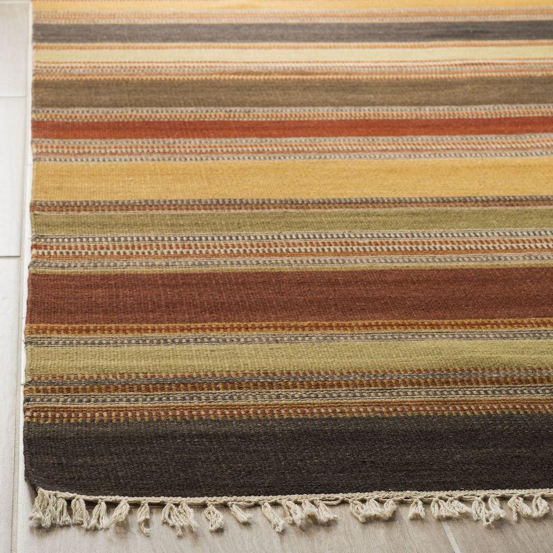 Striped Kilim STK315 Hand Woven Indoor Area Rug - Gold - 9'x12' - Safavieh
