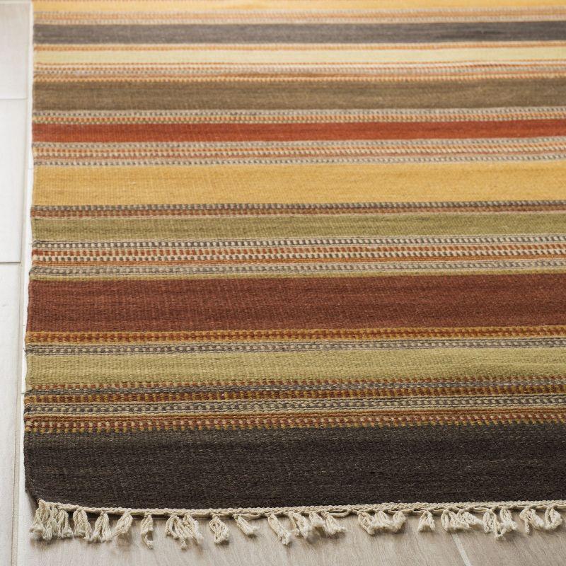 Southwestern Chic Red Stripe Handwoven Wool Square Rug