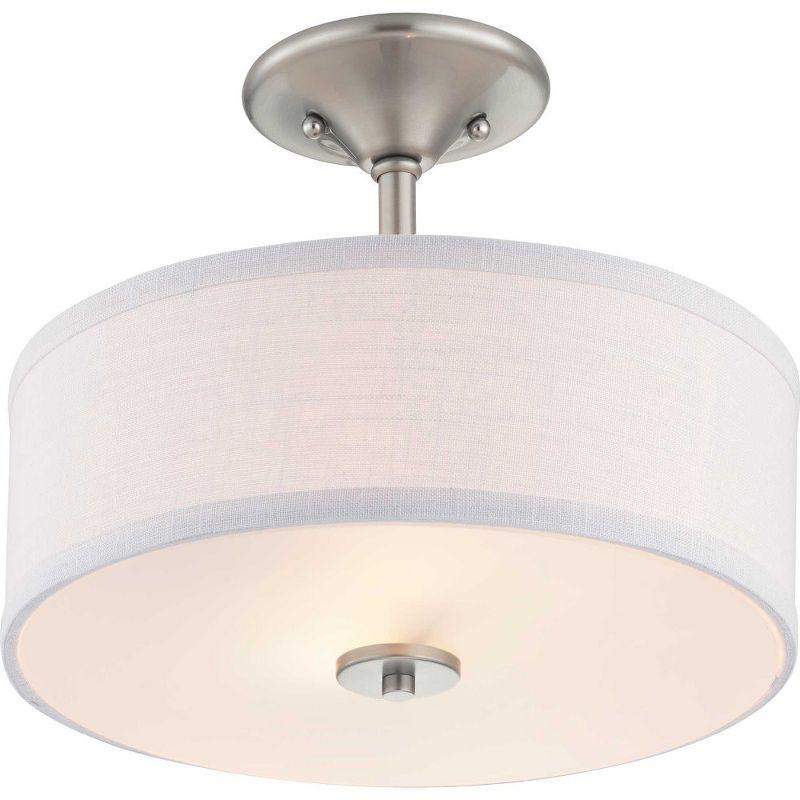 Inspire 13'' Graphite Finish Semi-Flush Light with Summer Linen Shade