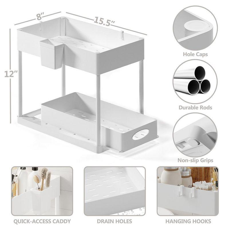 StorageBud 2-Tier Under Sink Organizer and Storage with Sliding Drawer