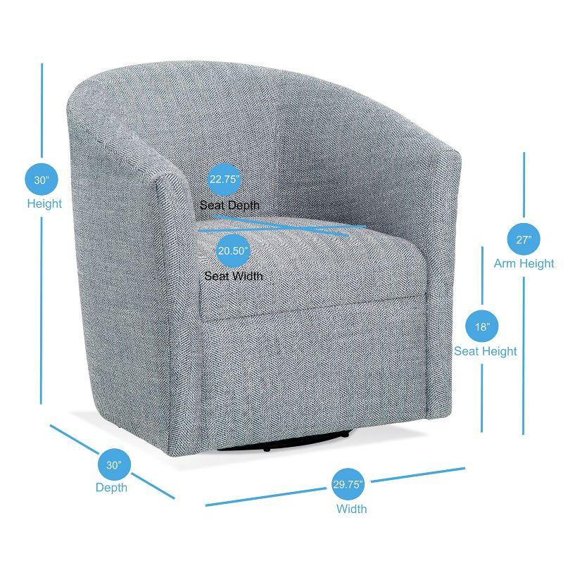 Comfort Pointe Lynton Swivel Accent Chair Indigo/Off White: Upholstered, No Assembly, Wood Legs