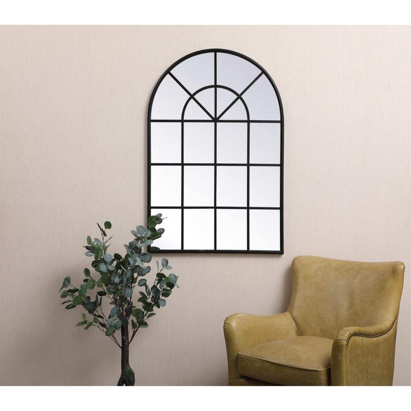 Elegant Lighting Metal windowpane mirror 32 inch in in x 47 inch in in Black