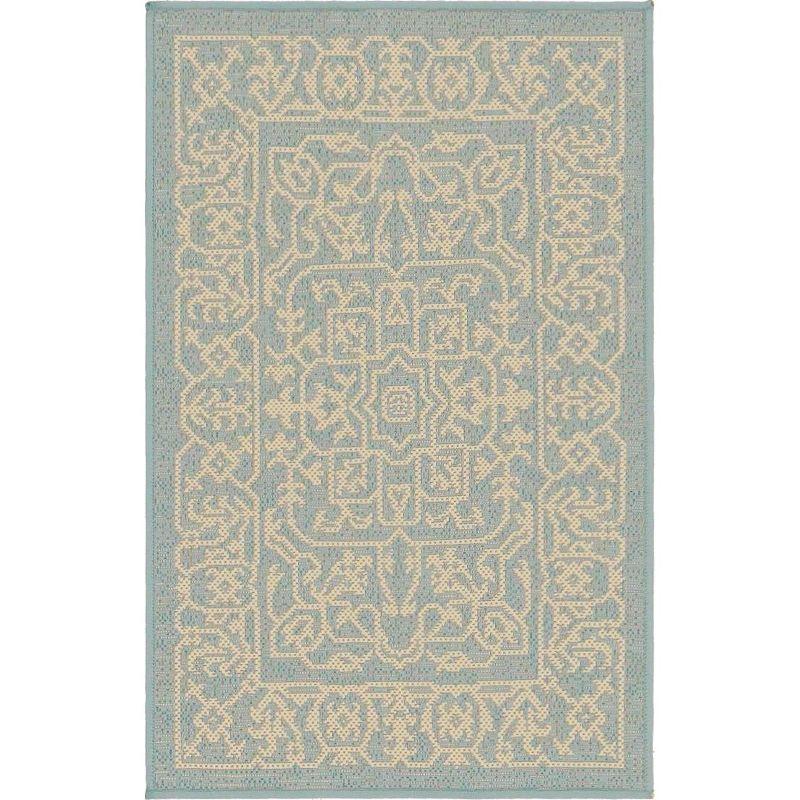 Unique Loom Outdoor Botanical Collection Area Rug - Allover (2'  x 3' 1" Rectangle Light Blue/Beige)