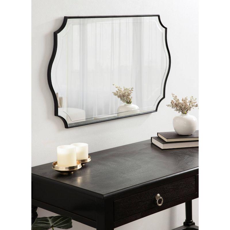 20" x 30" Hollyn Decorative Framed Wall Mirror Black - Kate & Laurel All Things Decor: Scalloped Edge, V-Groove, Hangs Both Ways