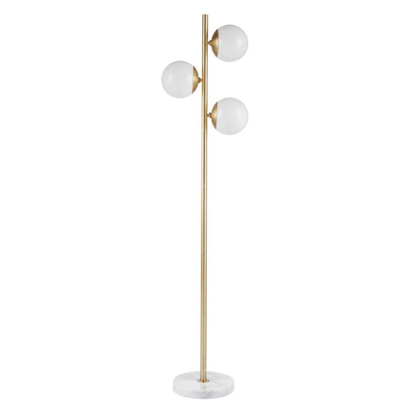 Holloway Floor Lamp (Includes LED Light Bulb) White/Gold: Ink+Ivy 3-Globe Marble Base, No Assembly Required