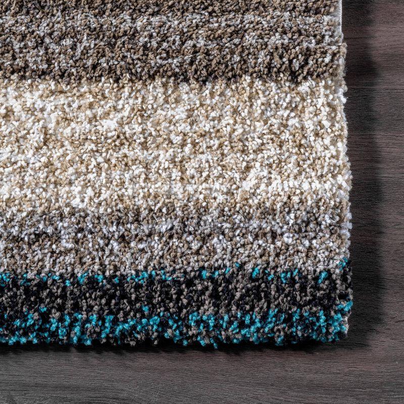 Striped Shaggy Woven Rug - nuLoom