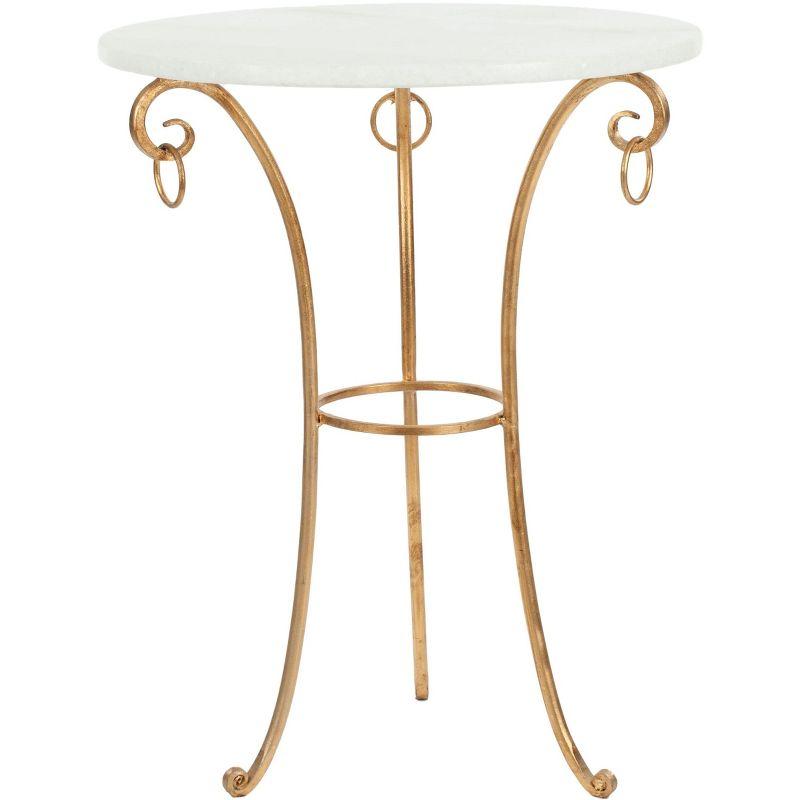 Venetian White Marble and Gold Metal Round Occasional Table