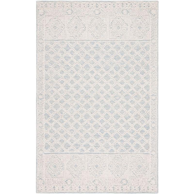 Abstract ABT466 Handmade Indoor Area Rug - Blue/Ivory - 4'x6' - Safavieh