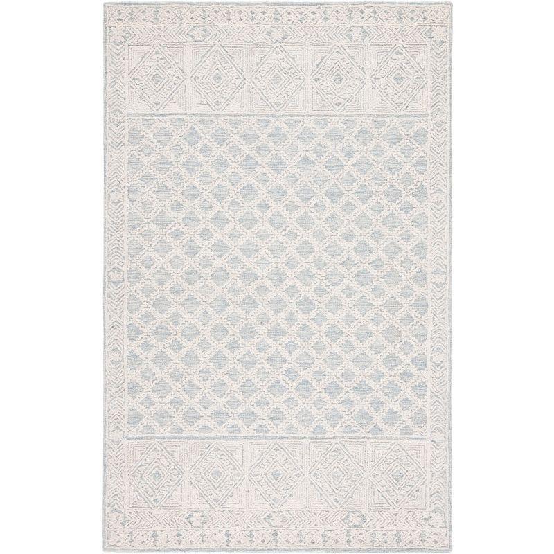 Abstract Harmony 47" Square Hand-Tufted Wool Area Rug in Blue