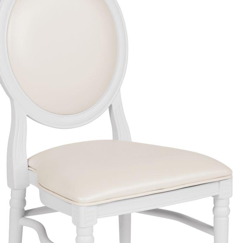 Elegant White Vinyl Upholstered King Louis Side Chair