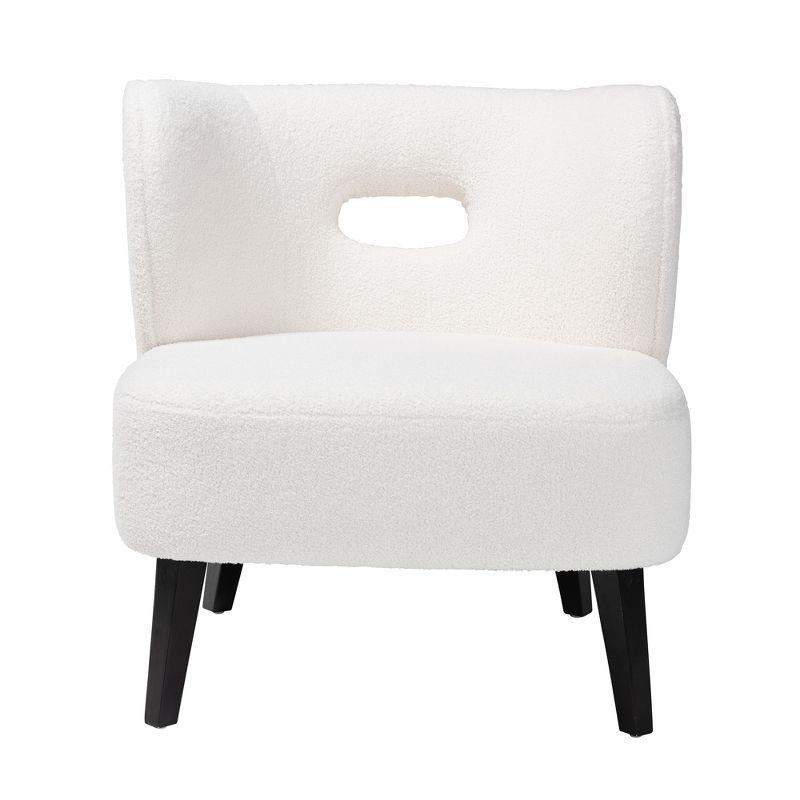 Baxton Studio Naara Modern and Contemporary Ivory Boucle Upholstered and Black Finished Wood Accent Chair