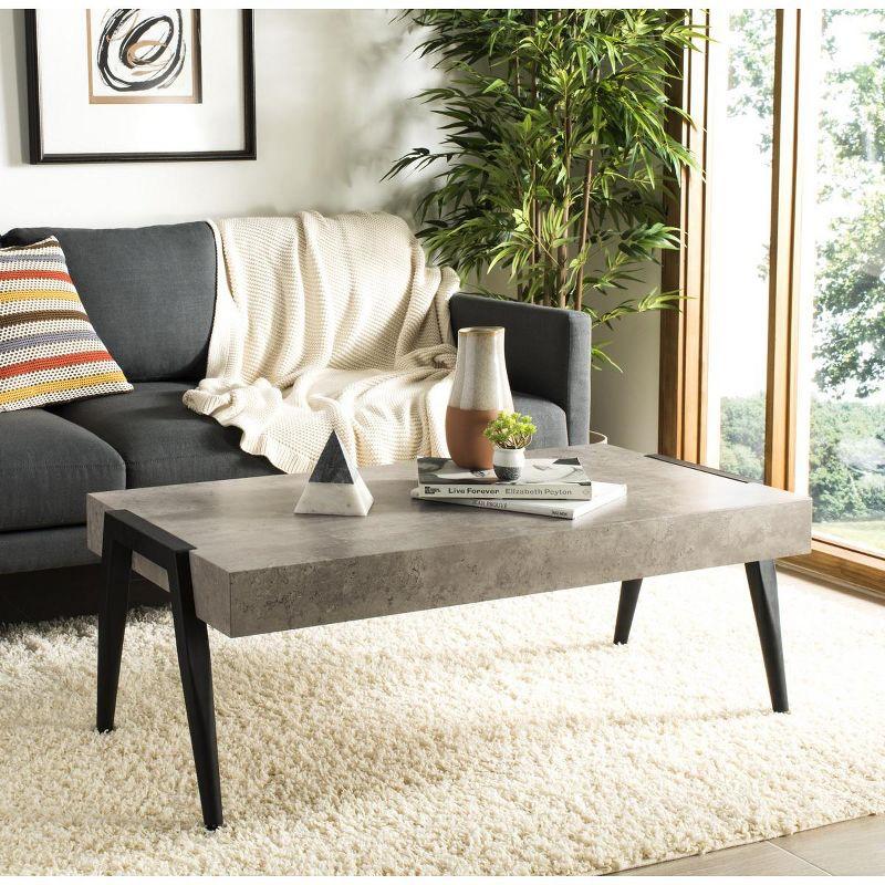 Milan Inspired Light Grey Rectangular Wood Coffee Table with Black Metal Legs