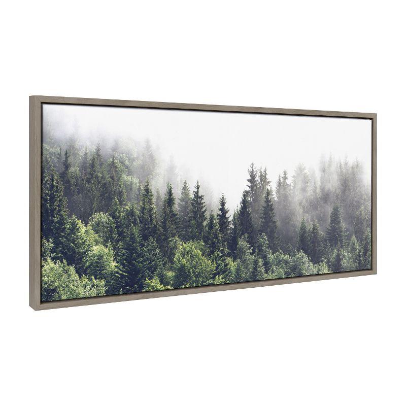 Kate and Laurel Sylvie Lush Green Forest On A Foggy Day Framed Canvas by The Creative Bunch Studio