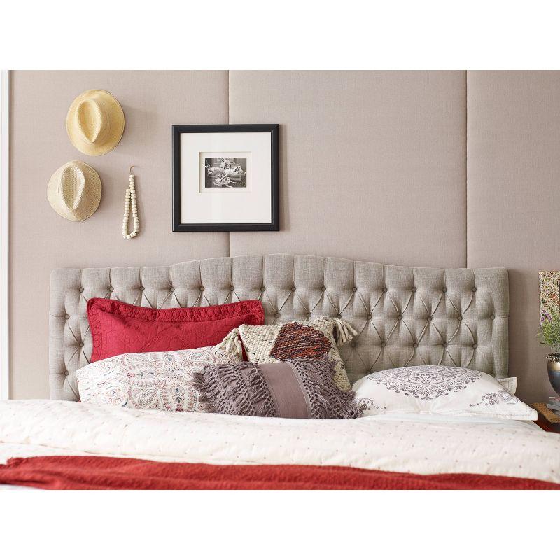 Elle Decor Celeste Tufted Upholstered Padded Headboard with Contemporary Button Tufting