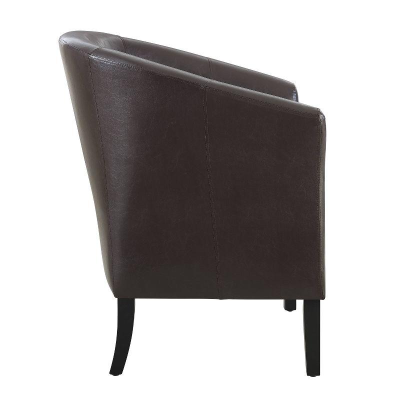 Simon Brown Faux Leather Barrel Accent Chair