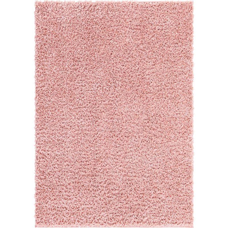 Dusty Rose Rectangular Shag 4' x 6' Synthetic Area Rug