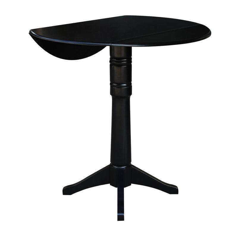 Sandon Round Dual Drop Leaf Pedestal Table Black - International Concepts