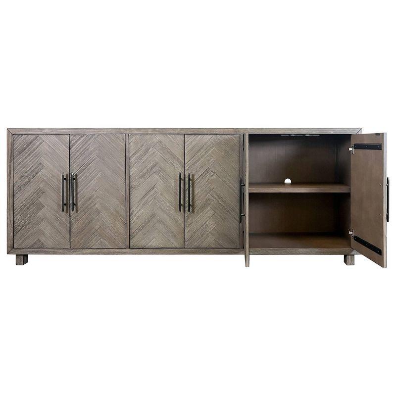 Palisades 90" Six Door TV Stand: Herringbone Pattern, Iron Hardware - Martin Furniture