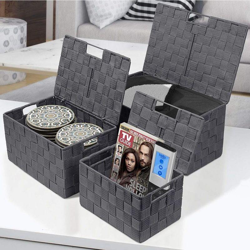 Weave Stackable Fabric 3 Piece Basket Set