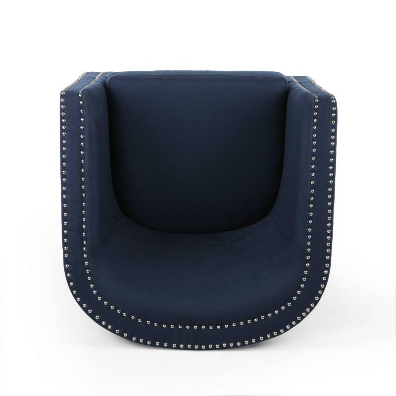 Maya Contemporary Swivel Chair Blue - Christopher Knight Home: Upholstered Linen, Iron Frame, No Assembly Required