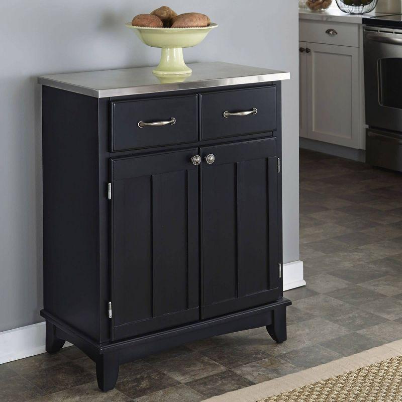 Black Hardwood Sideboard with Stainless Steel Top