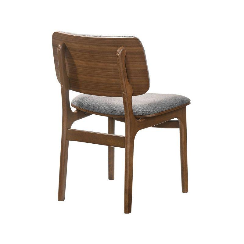 Set of 2 Lima Upholstered Wood Dining Chairs Walnut - Armen Living: Mid-Century Modern, Rubberwood Frame, Gray Polyester